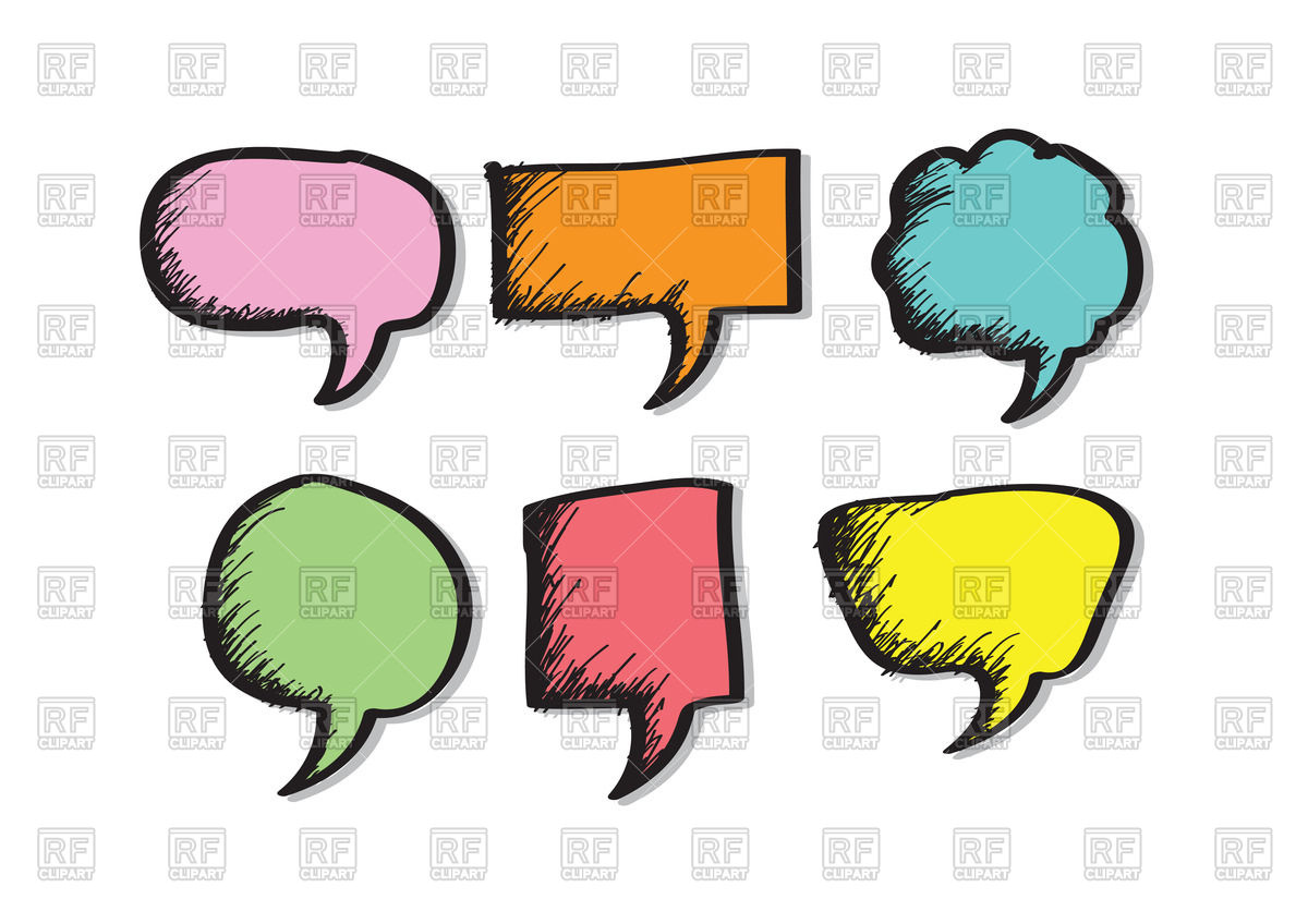 1200x848 Cartoon Hand Drawn Speech Bubbles Vector Image Of Design Elements