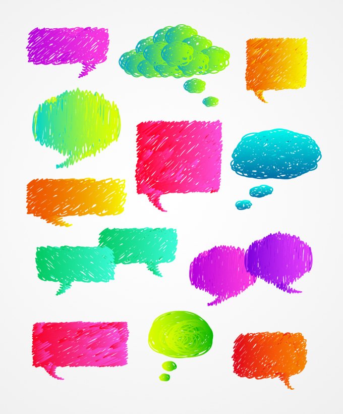 680x820 Free Hand Drawn Speech Bubble Vector Set