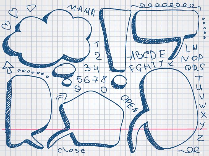 680x510 Hand Drawn Speech Bubble Vector Set