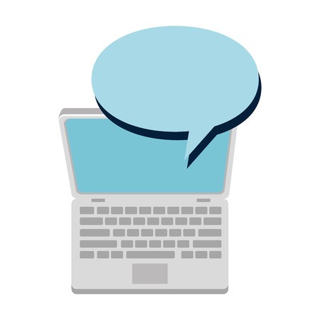 450x450 Hand Drawn Computer Laptop With Speech Bubble Vector Illustration