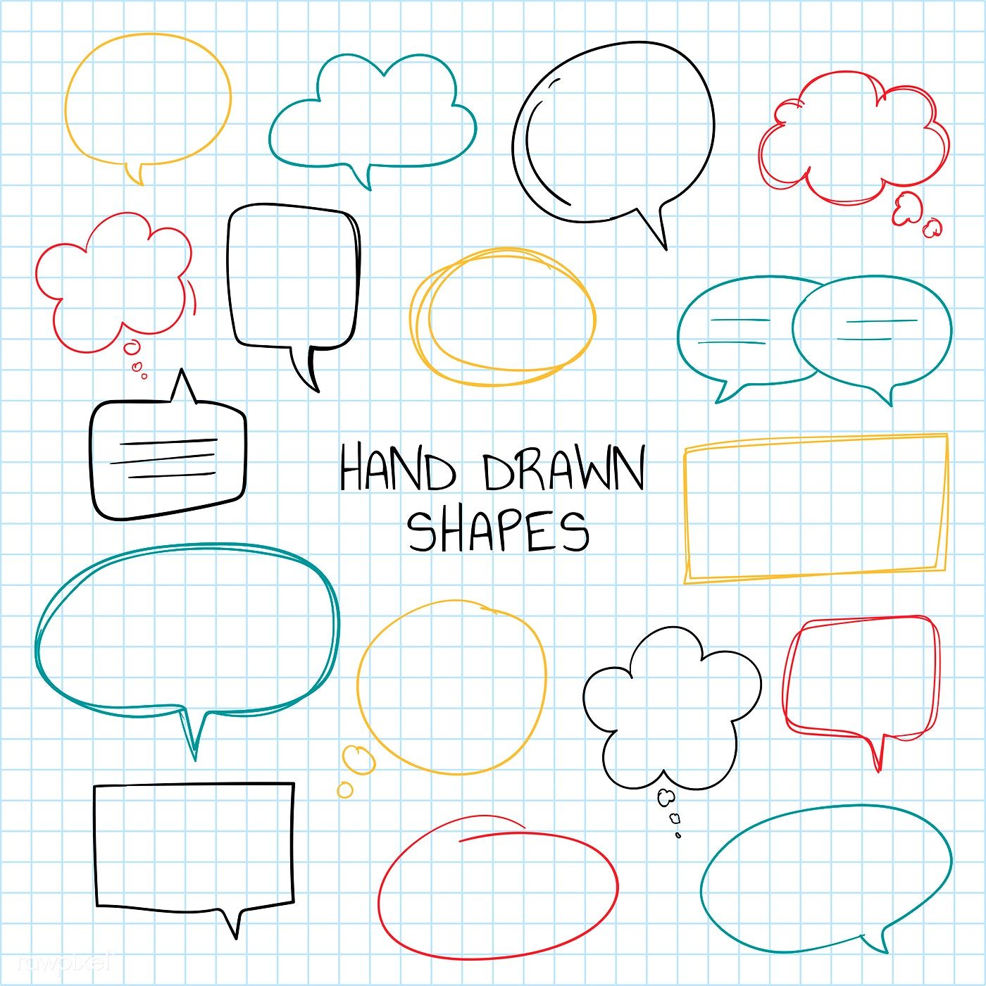 1400x1400 Hand Drawn Doodle Speech Bubbles Vector Set Free Image
