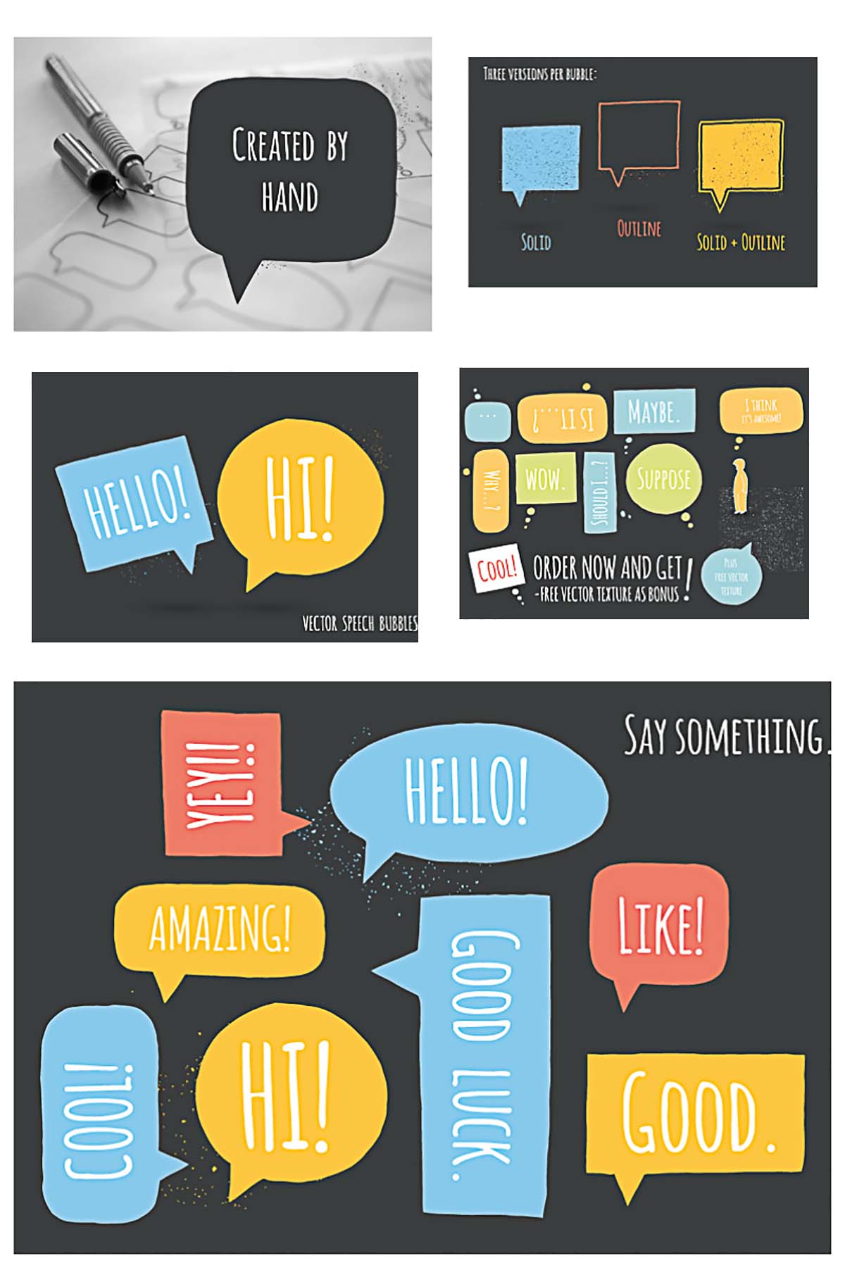1200x1800 Speech Bubble Hand Drawn Vector Collection Free Download
