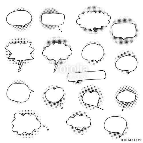 500x500 Big Set Of Hand Drawn Comic Speech Bubbles Vector Illustration