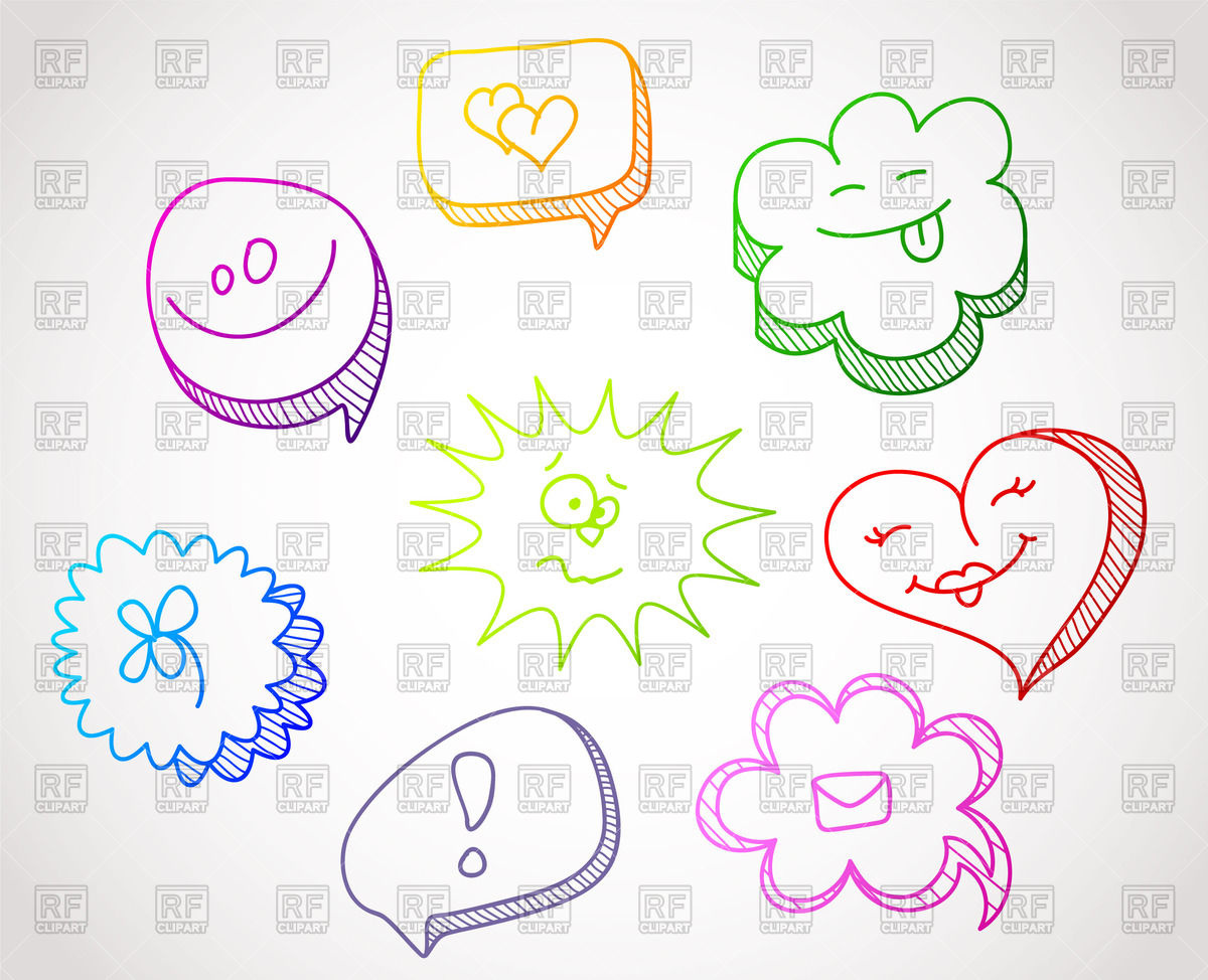 1200x974 Cartoon, Cute, Hand Drawn Speech Bubbles Vector Image Of Design