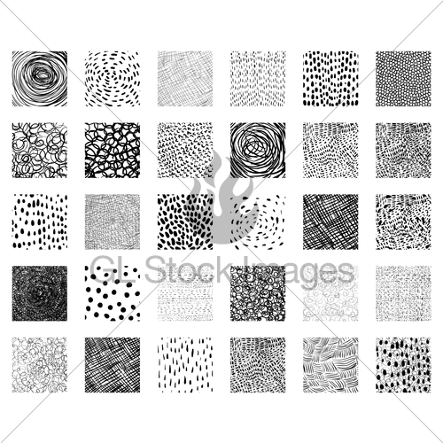 500x500 Hand Drawn Vector Square Texture Shapes With Lines, Dots Gl