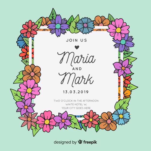 626x626 Hand Drawn Square Floral Frame Background Vector Free Download