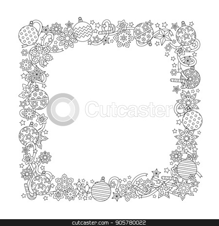 450x464 New Year Hand Drawn Square Frame In Zentangle Inspired Style