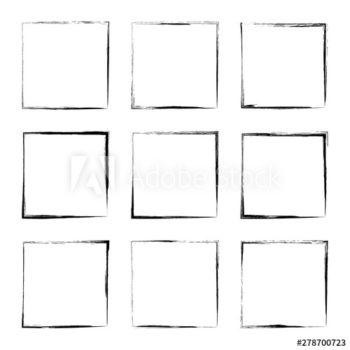 500x500 Set Hand Drawn Square Frame Text Box From Smears Vector Black