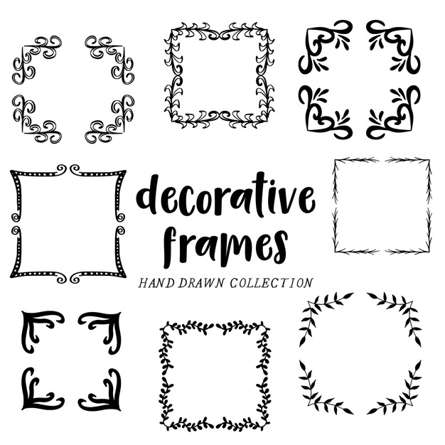 626x626 Set Of Hand Drawn Square Frames Vector Premium Download