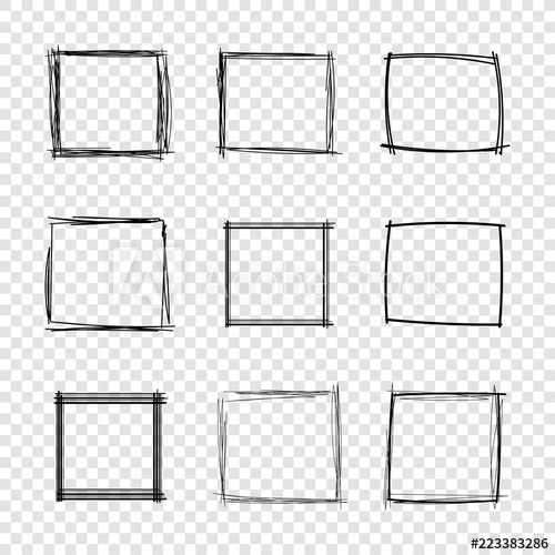 500x500 Vector Hand Drawn Scribble Square Frames On Transparent Background