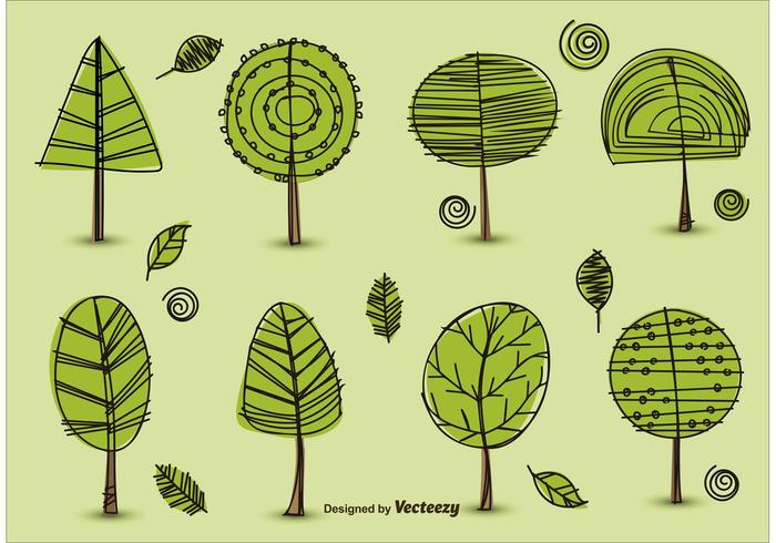 700x490 Hand Drawn Trees Vectors