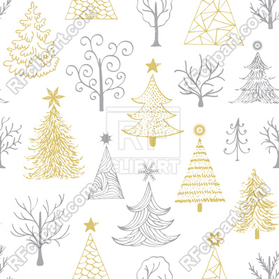 400x400 Seamless Pattern With Hand Drawn Christmas Tree Vector Image