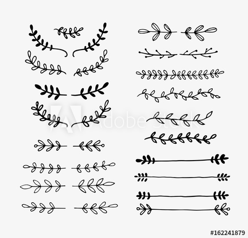 500x480 Hand Drawn Vector Dividers Lines, Borders And Laurels Set Doodle