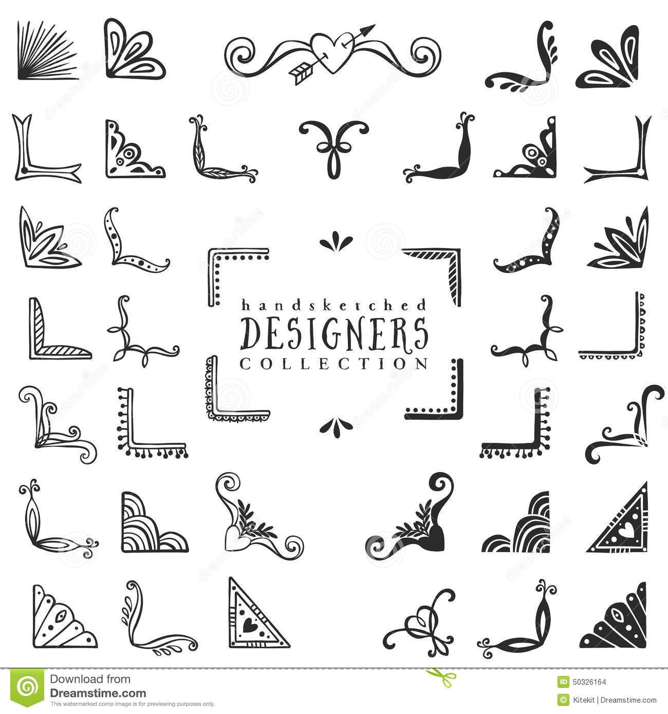 1300x1390 Vintage Decorative Corners Collection Hand Drawn Vector Design