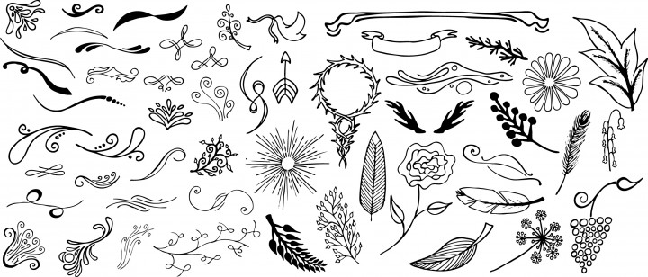 720x308 Hand Drawn Elements Vector Freebie