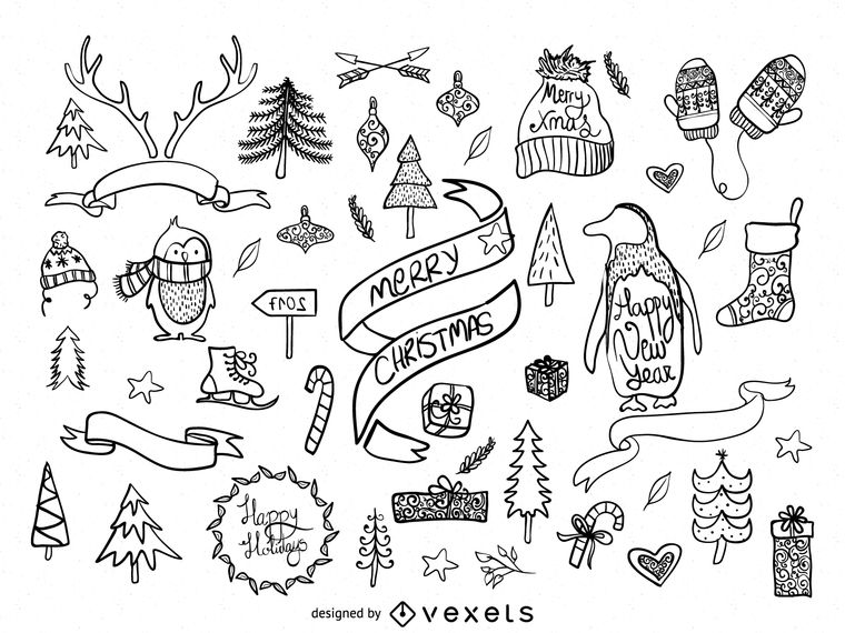 760x570 Hand Drawn Christmas Elements