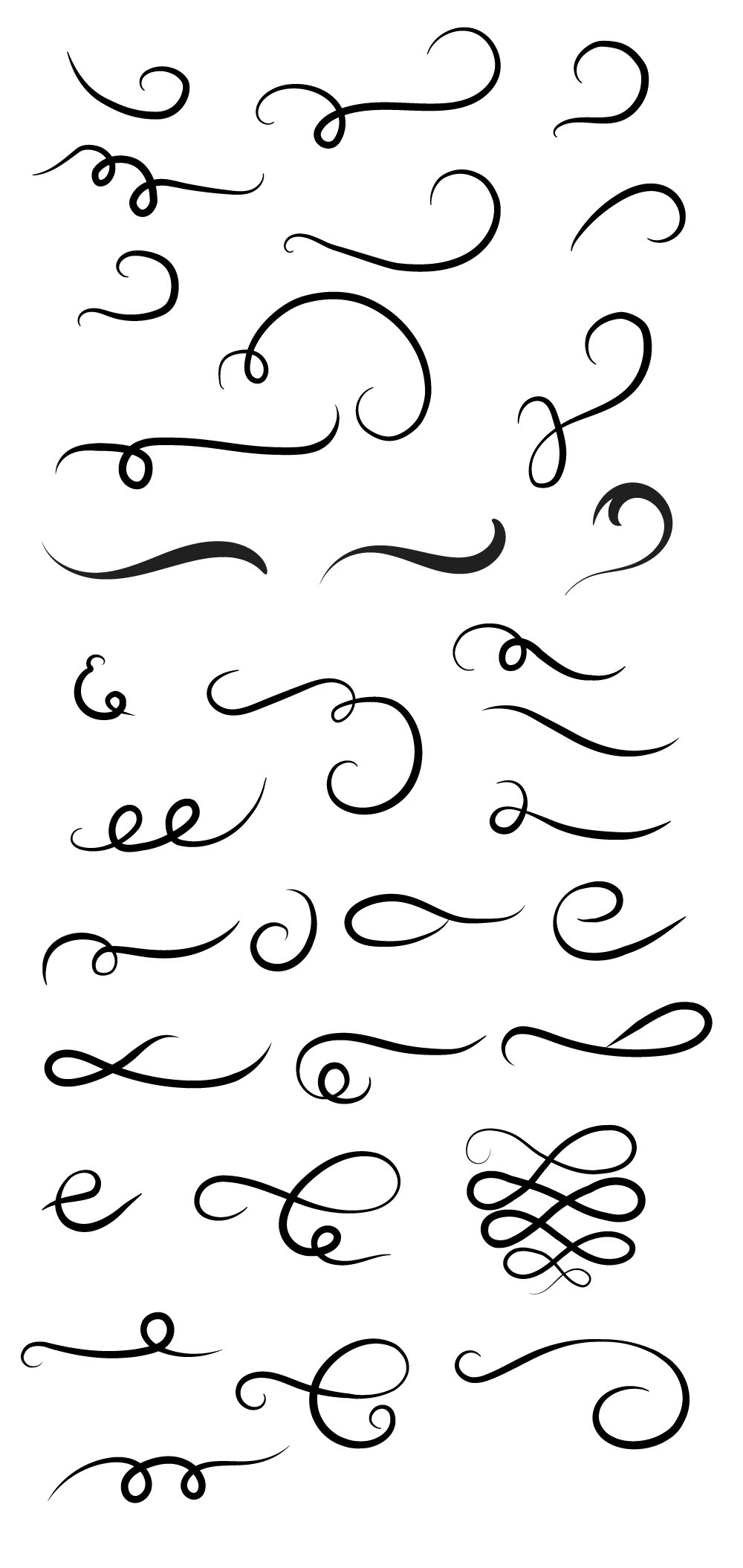 1000x2110 Hand Drawn Vector Decorative Flourishes
