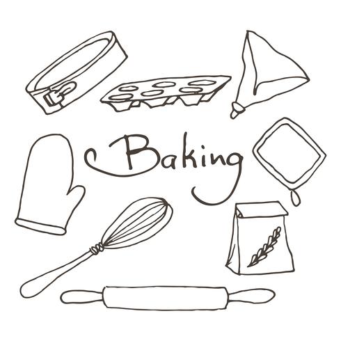490x490 Hand Drawn Baking Tools Set Bakery Vector Elements Sketch