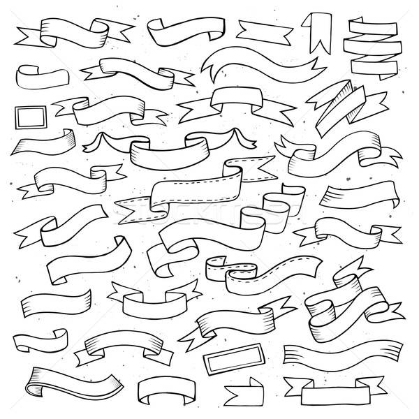 600x600 Hand Drawn Vector Cartoon Hand Drawn Ribbon Banners Elements