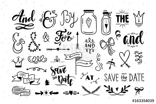 500x333 Hand Drawn Vector Catchwords And Ampersands Graphic Design