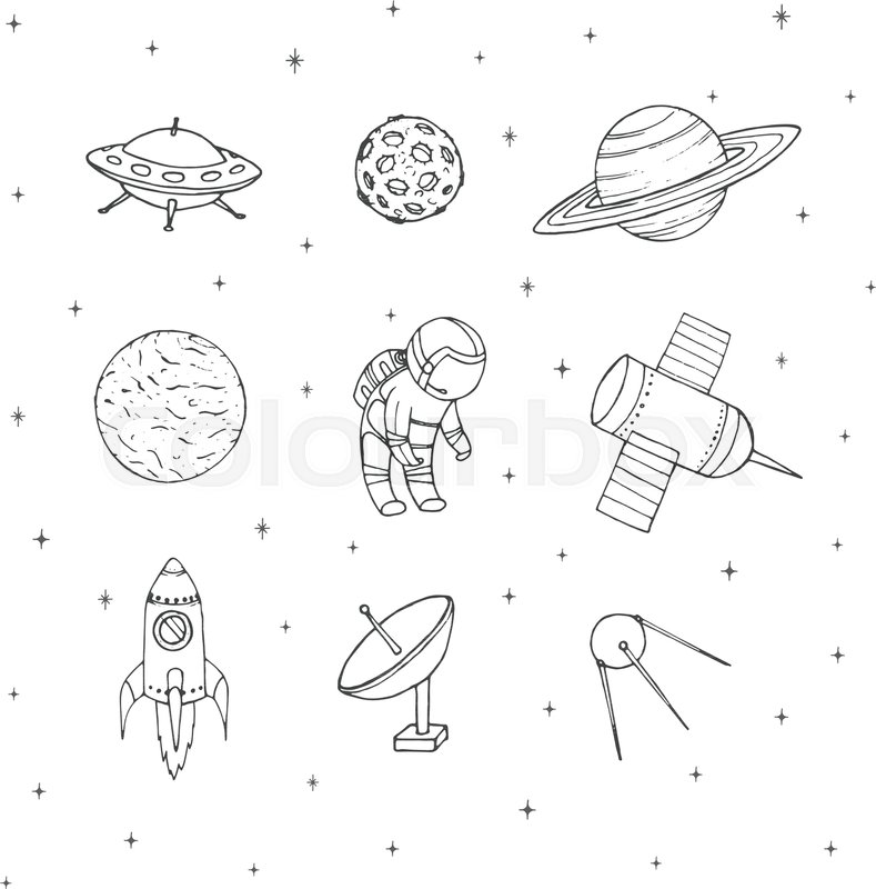 789x800 Hand Drawn Vector Space Elements Stock Vector Colourbox