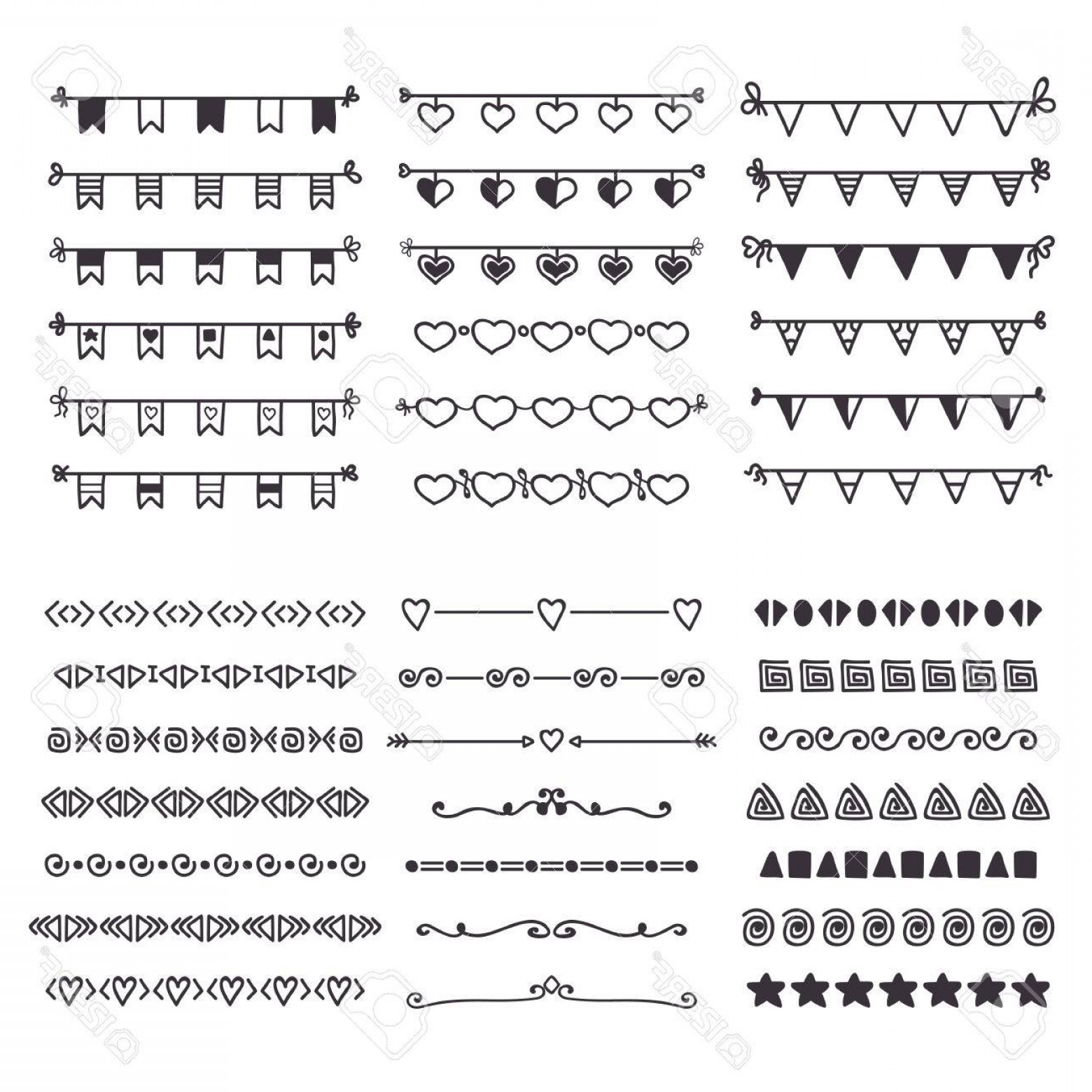 1560x1560 Photostock Vector Sketch Doodle Dividers Borders Vector Design