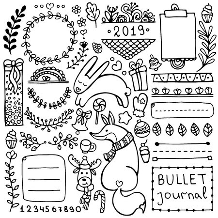 450x450 Bullet Journal Hand Drawn Vector Elements For Notebook, Diary