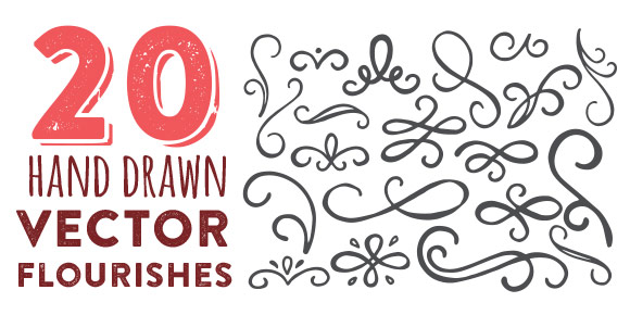Freebie Hand Drawn Vector Flourishes 580x290 Freebie Hand Drawn Vector Flourishes
