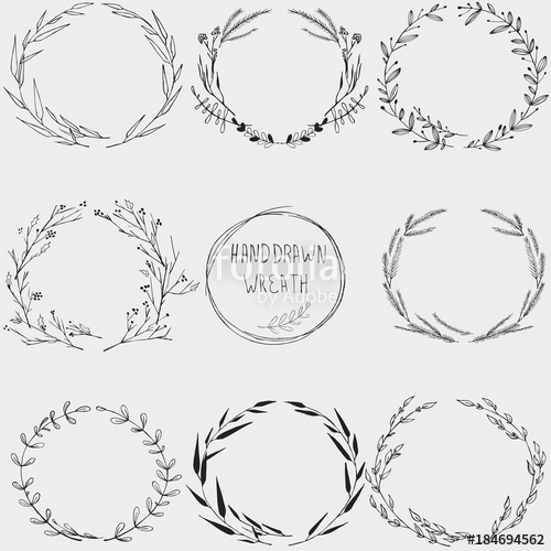Hand Drawn Floral Wreath Vector Vintage Illustration Stock Image 500x500 Hand Drawn Floral Wreath Vector Vintage Illustration Stock Image