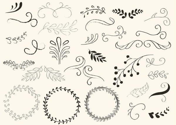 Hand Drawn Swirls And Wreath Vectors Free Vector In Encapsulated 600x427 Hand Drawn Swirls And Wreath Vectors Free Vector In Encapsulated