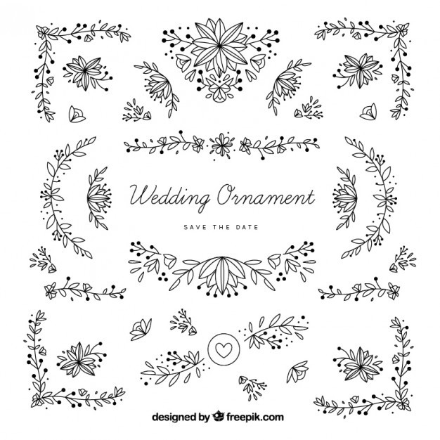 Hand Drawn Wedding Ornaments With Leaves Vector Free Download 626x626 Hand Drawn Wedding Ornaments With Leaves Vector Free Download