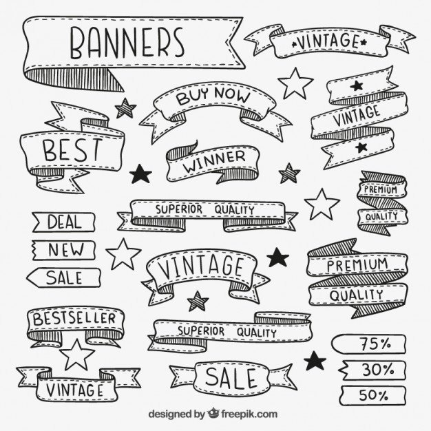 Free Hand Drawn Banner Vector 626x626 Free Hand Drawn Banner Vector