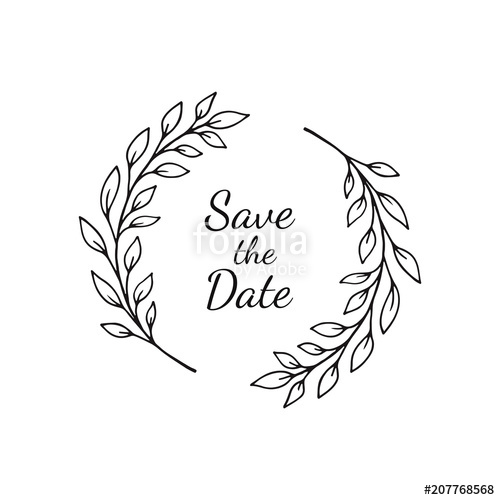 500x500 Hand Drawn Floral Wreath Vector Frame For Wedding Invitations