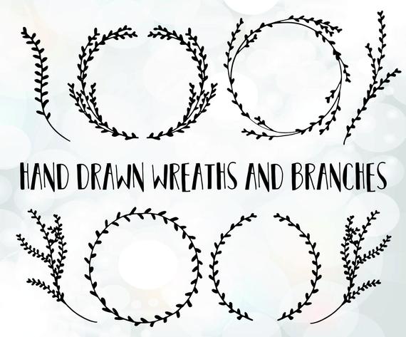 570x473 Branch Branch Wreath Vector Branch Clipart Etsy