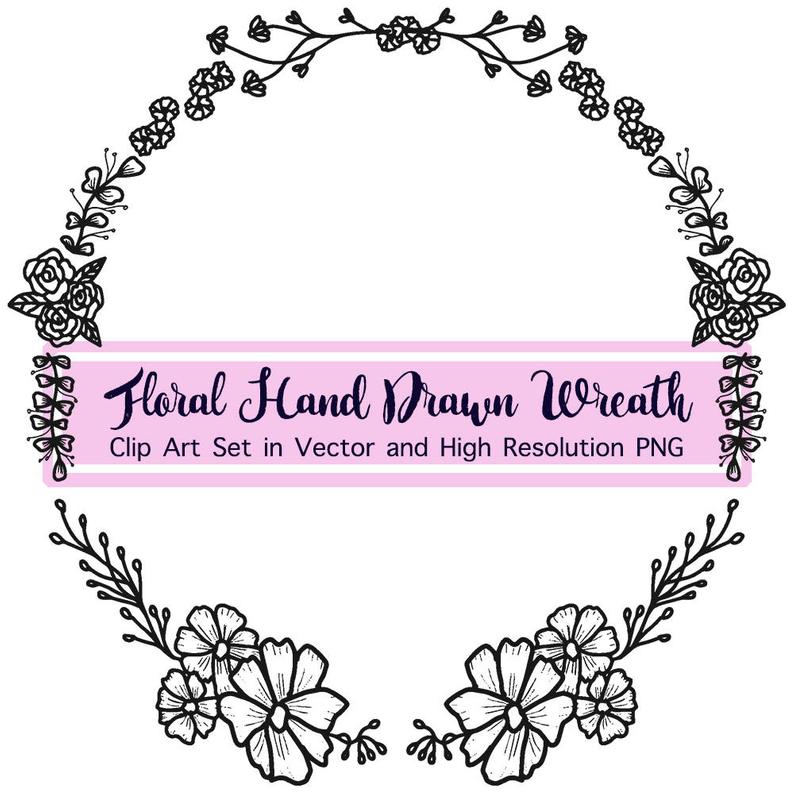 794x794 Summer Laurel Wreath Vector Hand Drawn Wreath Vintage Etsy