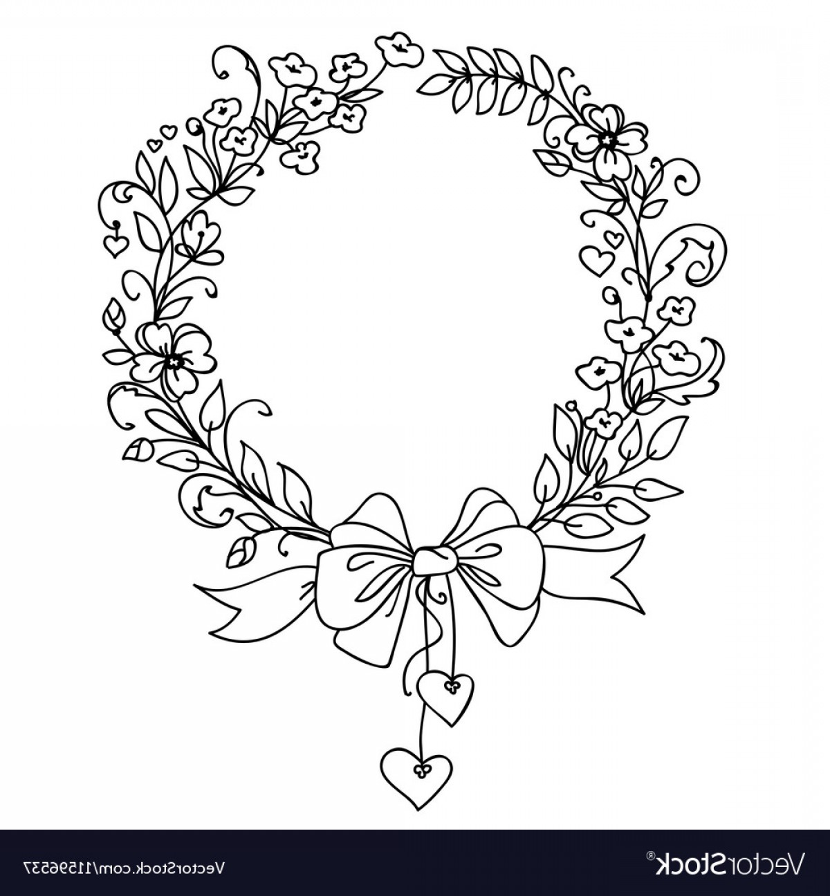 1200x1296 Vector Hand Drawn Floral Wreath Lamaison