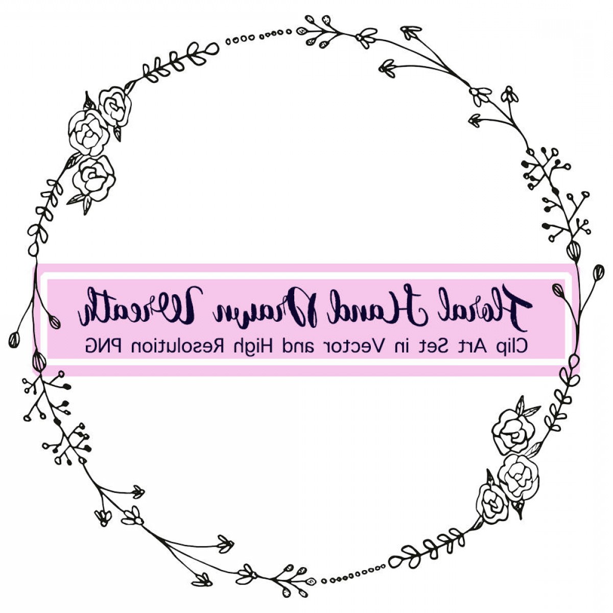 1200x1200 Vector Hand Drawn Wreath Catamart