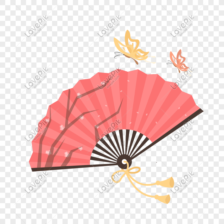 860x860 Hand Drawn Flaming Chinese Fan Vector Png Image Picture Free