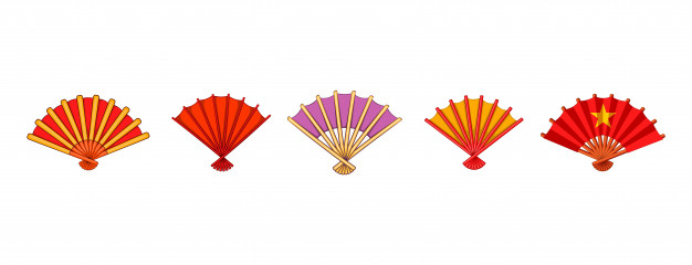 626x240 Hand Fan Element Set Cartoon Set Of Hand Fan Vector Elements