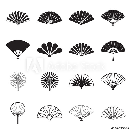 500x500 Hand Fan Icons Collection Of Handheld Icons Isolated On A White
