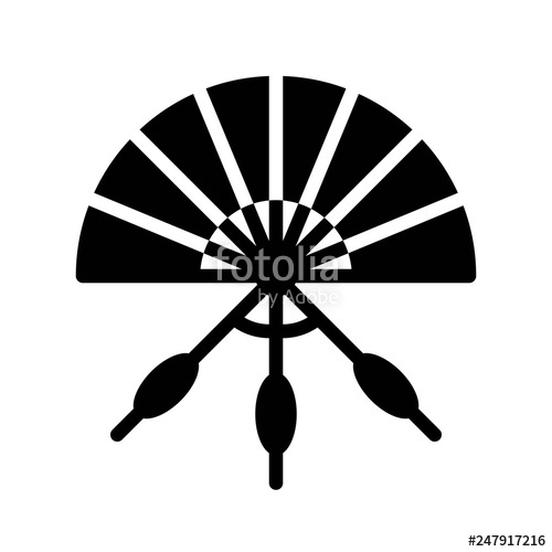 500x500 Hand Fan Vector, Chinese Lunar New Year Solid Style Icon Stock
