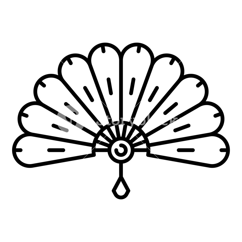 1000x1000 Bamboo Hand Fan Icon Outline Bamboo Hand Fan Vector Icon For Web