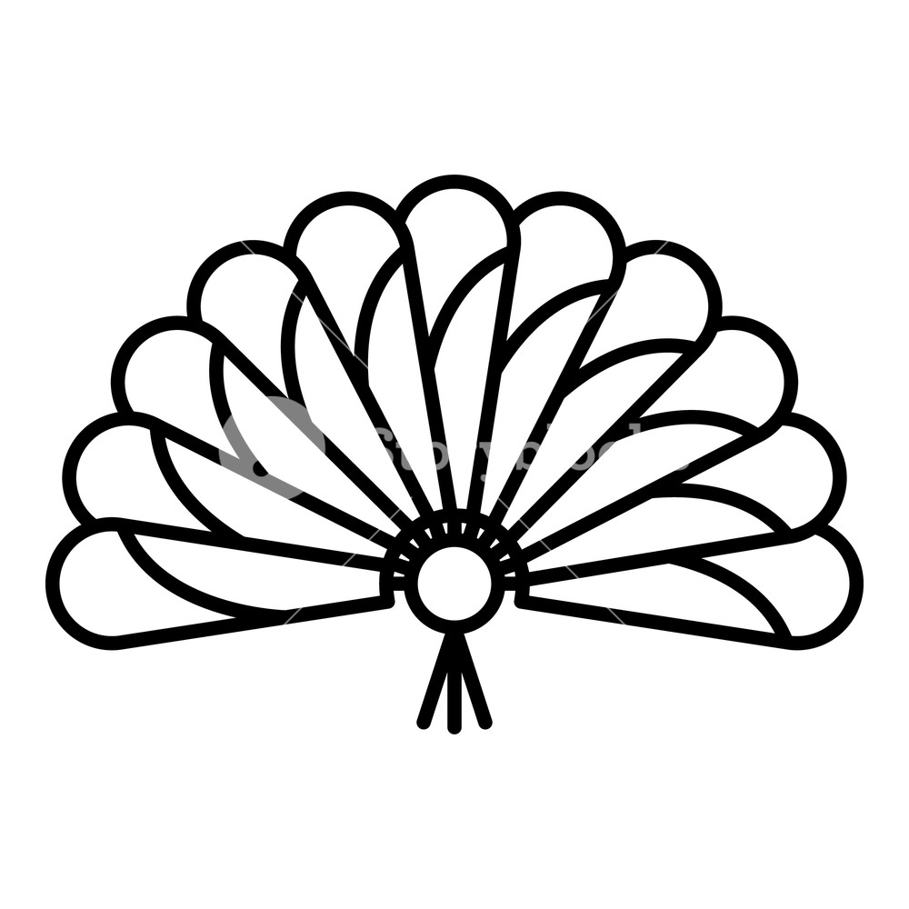 1000x1000 Paper Hand Fan Icon Outline Paper Hand Fan Vector Icon For Web