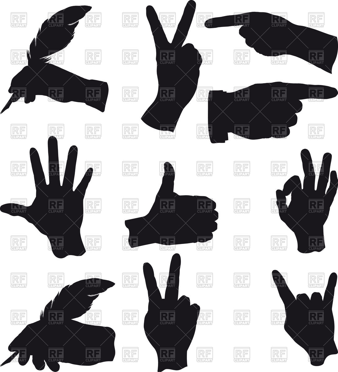 1091x1200 Few Hand Gestures Vector Image Of Silhouettes, Outlines Sharpner