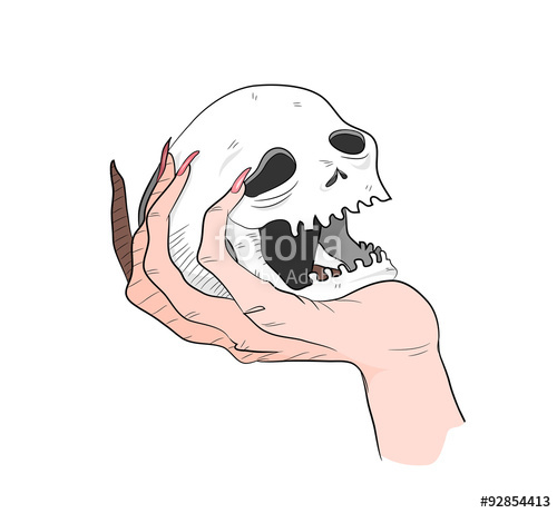 500x461 Skull, A Hand Drawn Vector Illustration Of A Hand Grabbing A Skull