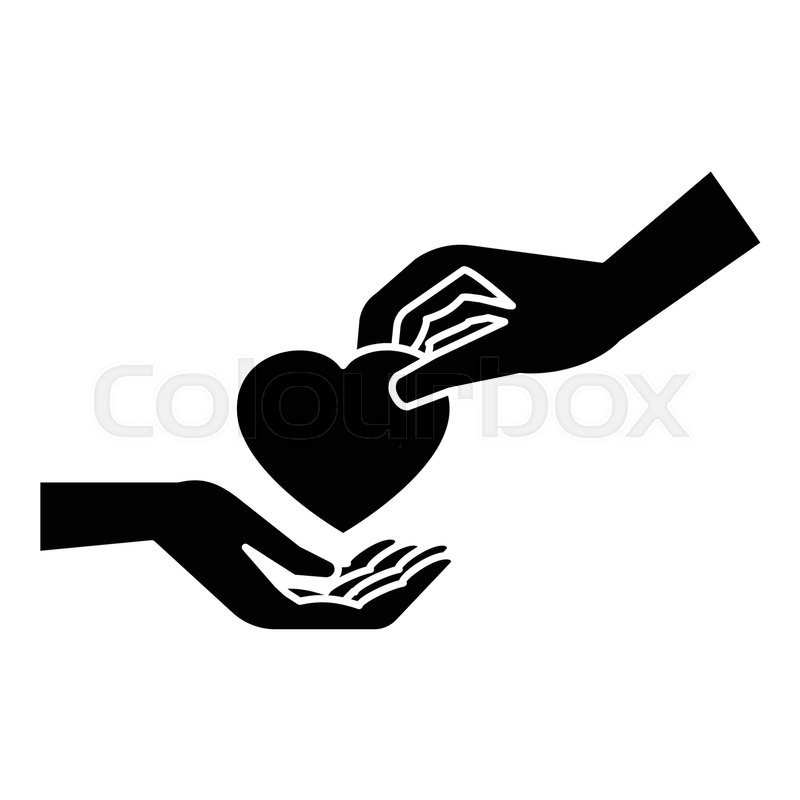 800x800 Hand Gives Heart Icon Simple Stock Vector Colourbox