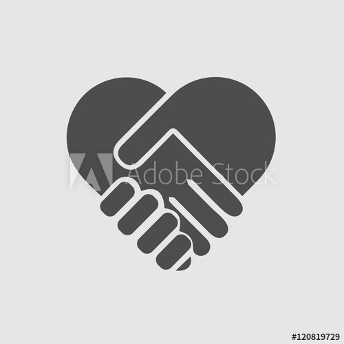 500x500 Hands Shaking Forming Heart Vector Isolated Icon Handshake Care