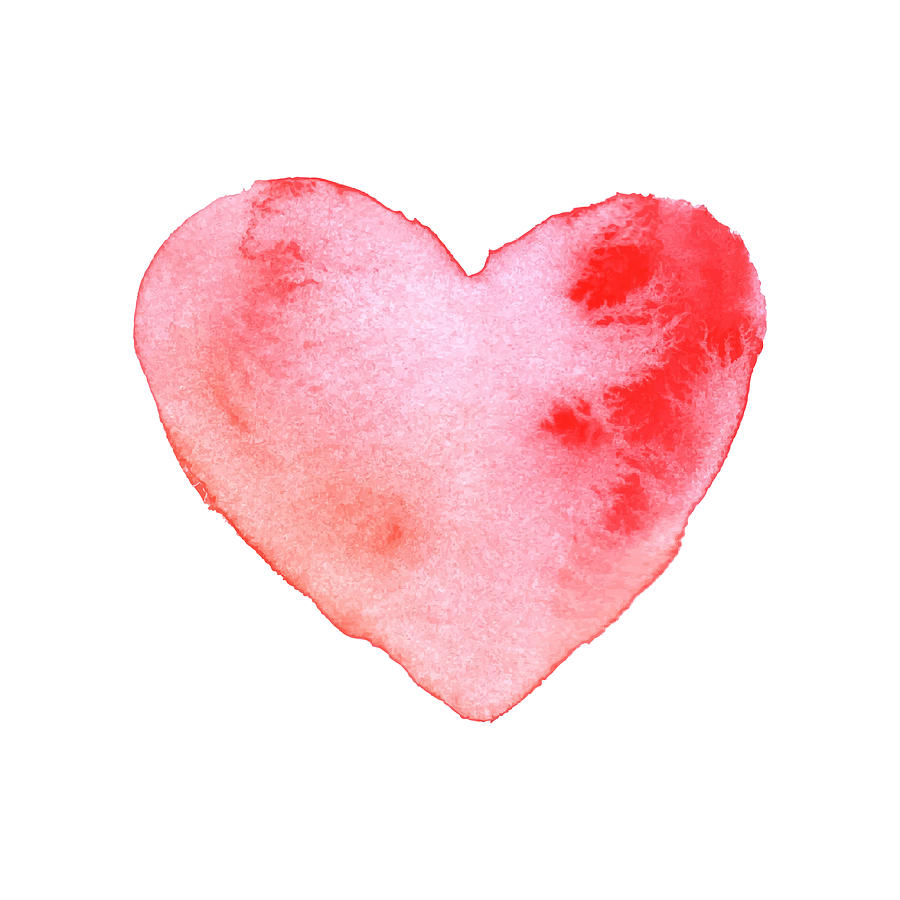900x900 Watercolor Brush Painted Red Heart Vector Heart Shape Hand