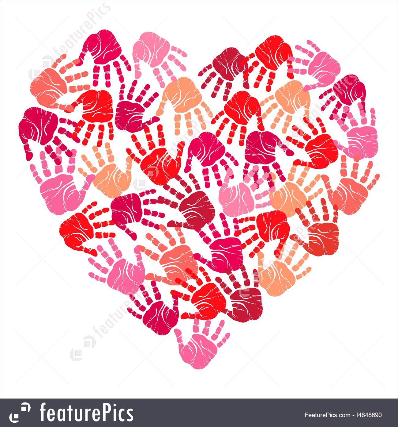 1300x1392 Hand Print Heart, Vector Illustration