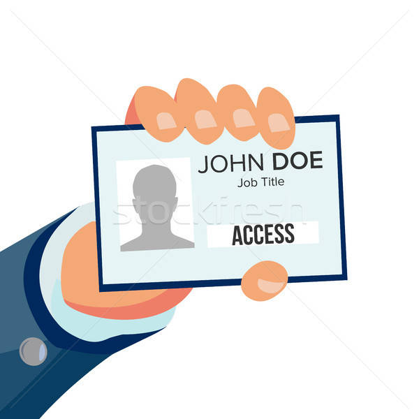 600x600 Hand Holding Id Card Vector Identity Card With Photo And Job